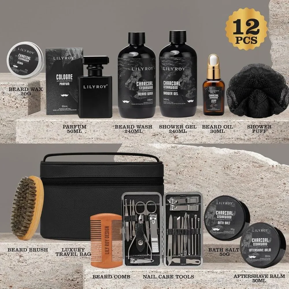 Men Bath & Beard Set Bath & Body Dad Travel Kit Lily Roy Personal Care NEW